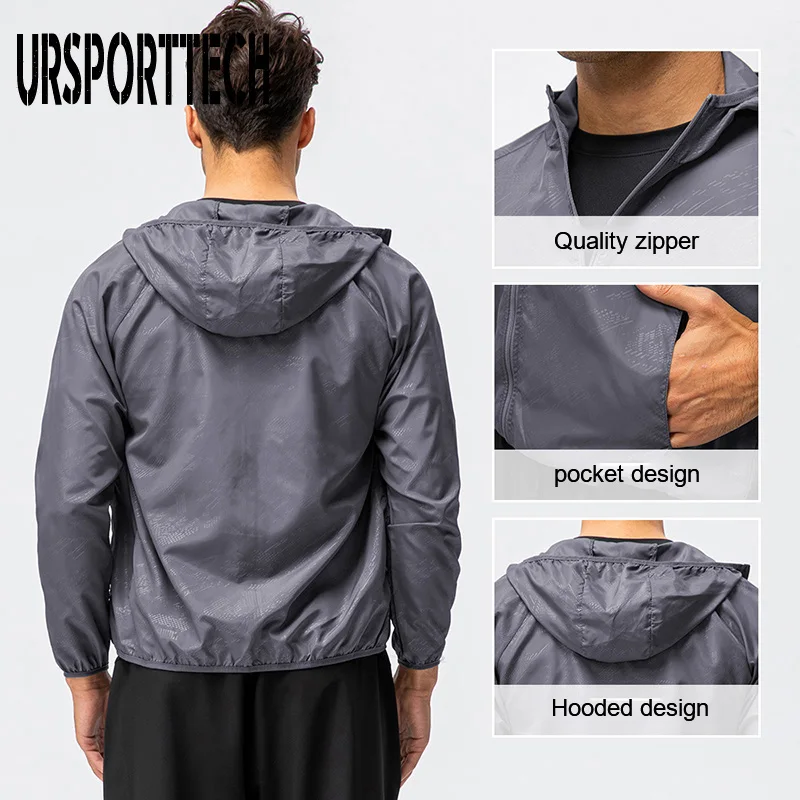 Summer Men Jacket Hoodie Sweatshirts Outdoor Zipper Sweatshirt Man Quick Dry Windproof Waterproof Cycling Jacket Men Overcoat