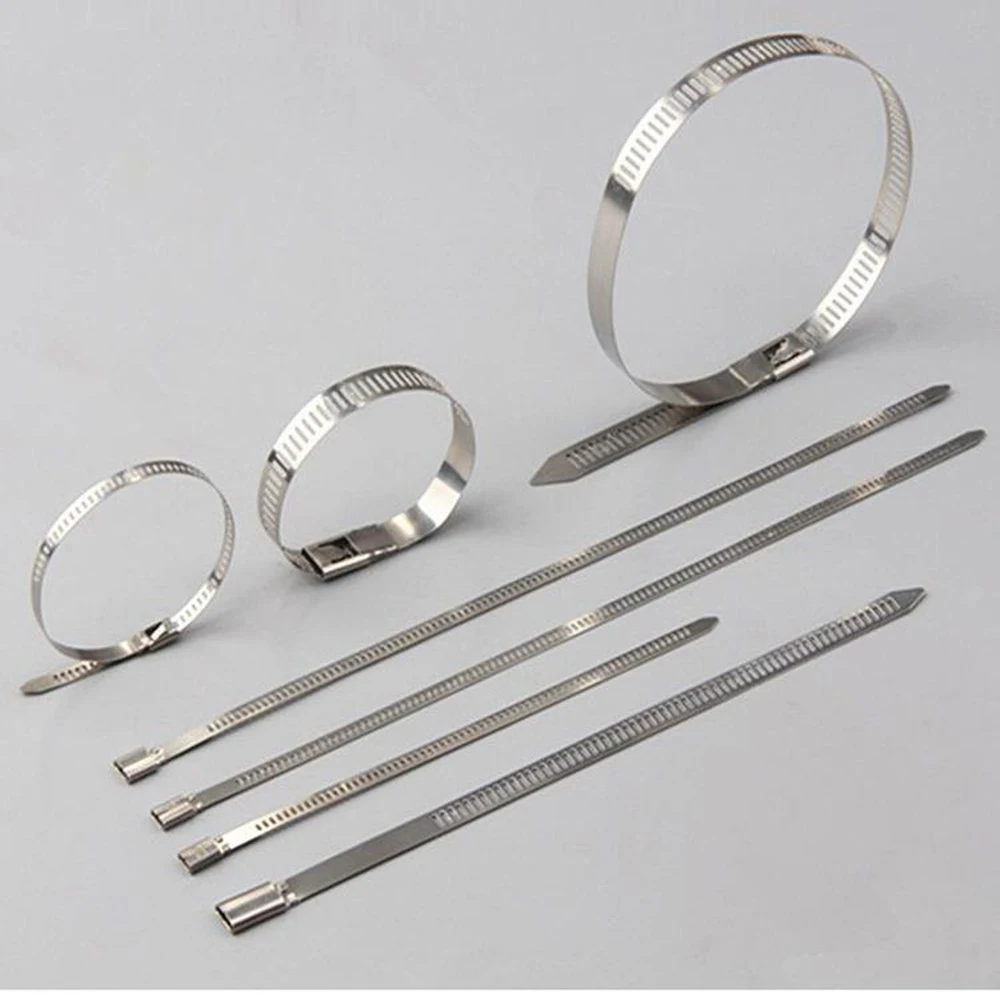 10PCS STAINLESS STEEL METAL CABLE TIES TIE ZIP WRAP EXHAUST HEAT STRAPS INDUCTION PIPE  cable tie stainless steel