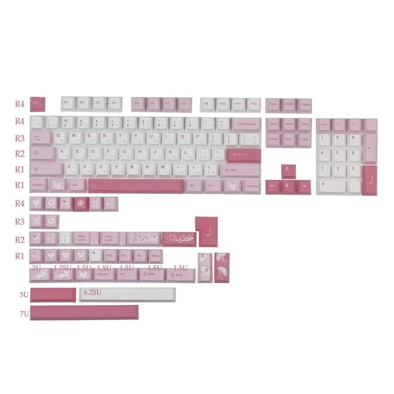 141Keys GMK NightSakura Cat Keycaps PBT Dye Sublimation Mechanical Keyboard Keycap For MX Switch With 1.25U 1.75U 2U Shift