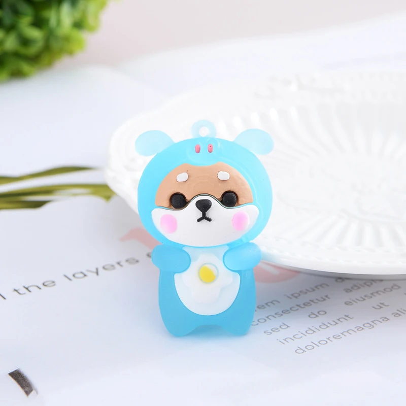 LED Light Glow PVC Cartoon Shiba Inu Crystal Doll Keychain without chain Decor Cute Animals Doll Student School Bag Pendant