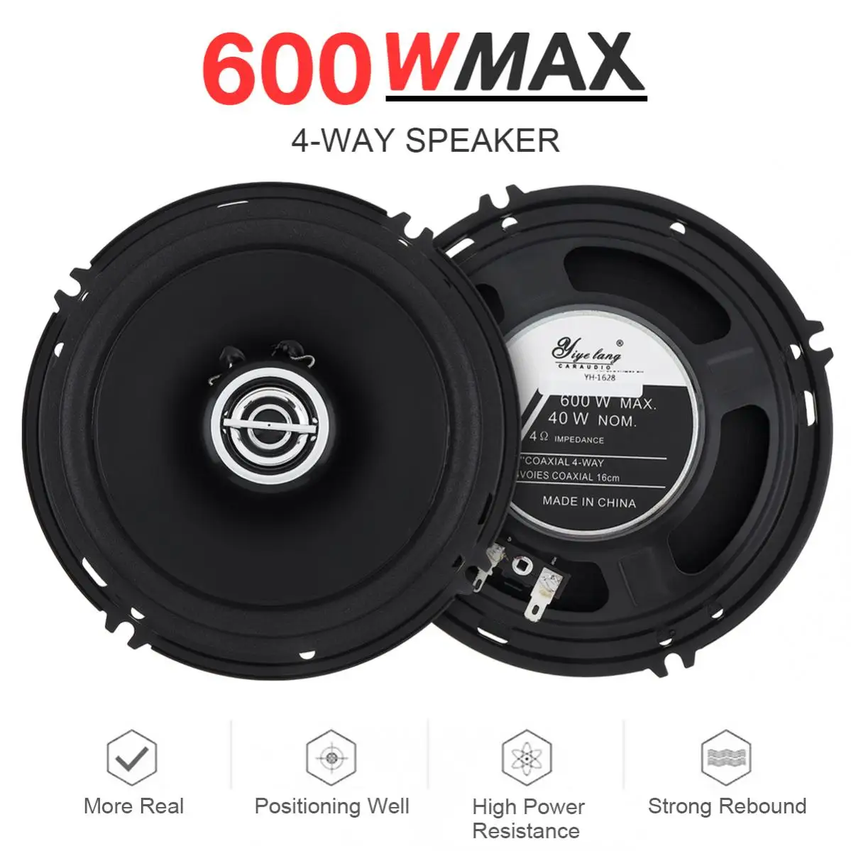 2pcs 6 Inch 600W Car Coaxial Speakers Universal Audio Stereo Full Range Frequency HiFi for Car Auto Loudspeakers