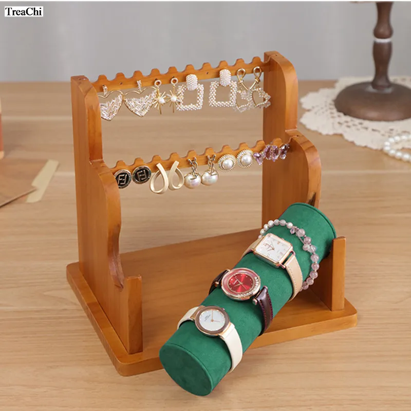 خزانة عرض مجوهرات من الخشب الصلب العتيق - رف متعدد الوظائف من نوع الدرج لتخزين قلادة السوار - منظم عتيق #2