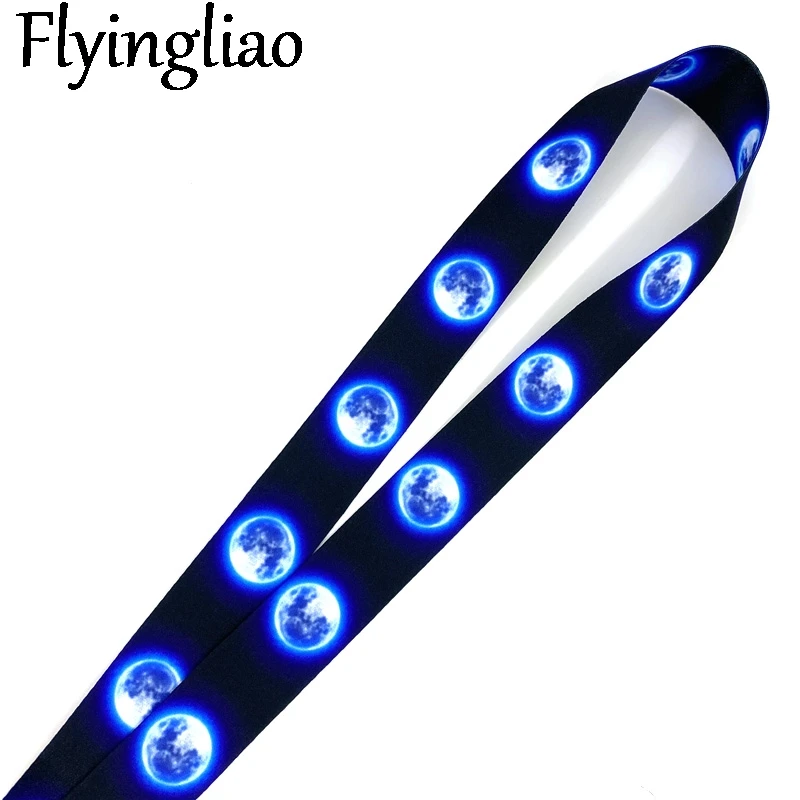 Full Moon Earth Night Sky Space Light Lanyards Cool Neck Strap webbings ribbons Phone Keys ID Card Holder Lanyard DIY Hang Ropes