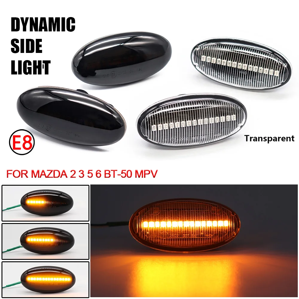 1 Pair LED Side Marker Indicator Turn Signal Lamp Dynamic Repeater Sequential Blinker Lights For MAZDA 2 3 5 6 BT-50 MPV