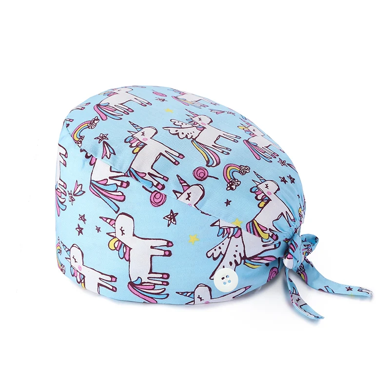 2Pcs pulsante regolabile scrub Cap cappelli per sala operatoria per donna farmacia berretto per allattamento laboratorio negozio di animali cappello salone di bellezza berretto per la cura