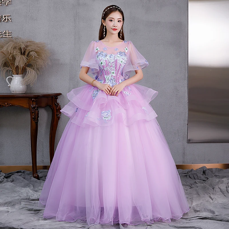 2022ใหม่หรูหราแขนสั้น Tulle Masquerade ชุด Vestido Debutante เย็บปักถักร้อย Applique Quinceanera ชุด Vestidos De 15 Anos