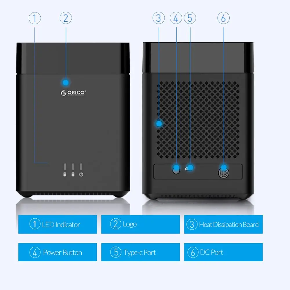 Imagem -06 - Orico-gabinete de Disco Rígido Magnético tipo c Suporte para Hdd Usb3.1 Gen1 5gbps Suporte Uasp 12v 4a Bay 3.5 Série ds