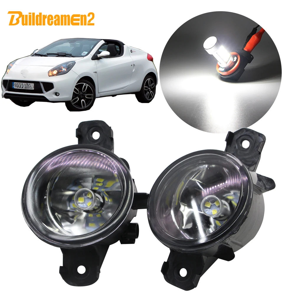 Buildreamen2 Car Styling H11 Fog Light Kit Lampshade + Bulb DRL 12V For Renault Wind (E4MF E4MB E4MC E4MA) Convertible 2010-2015