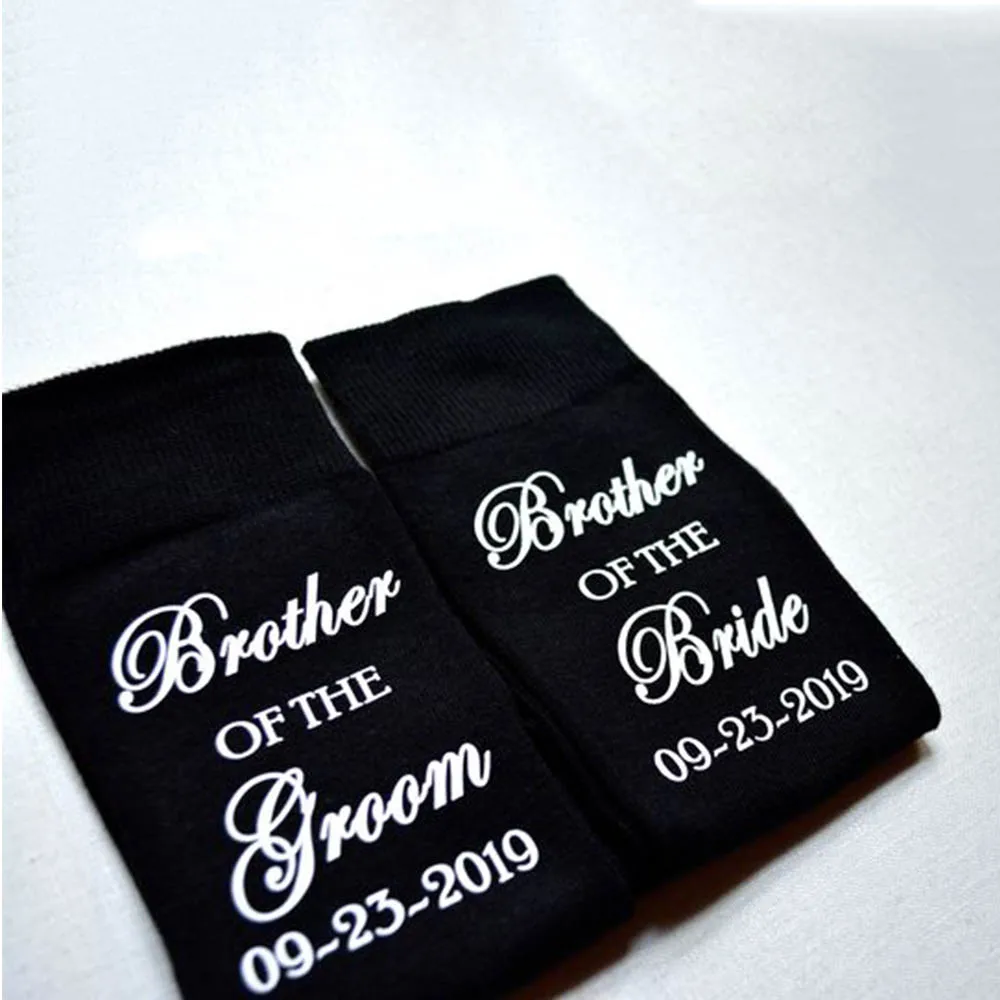 Print Father of The Bride Brother of the Bride Man Socks Personalized Date Wedding Party Accessory Party Gifts Cotton Man Socks