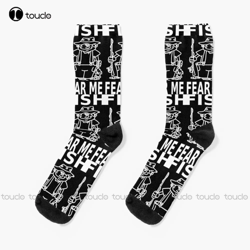 Fish Fear Me Lucky Fishing Socks Unisex Adult Teen Youth Socks Personalized Custom 360° Digital Print Hd High Quality