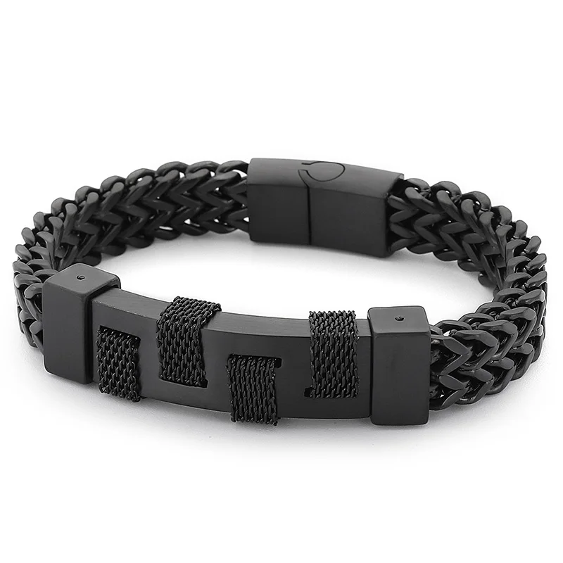 Drei-farbe Trend Edelstahl Nähte herren Armband Design Gefühl Armband Schmuck – Detail 2