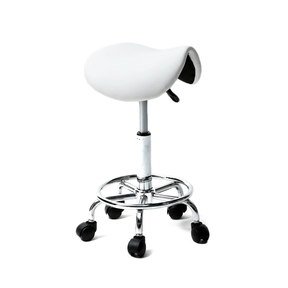 2Colors Adjustable Saddle Stool Ha Ha Feet Rotation Bar Stool  Leather Stool Height Adjustable Bar Chair Work Rotating Chair