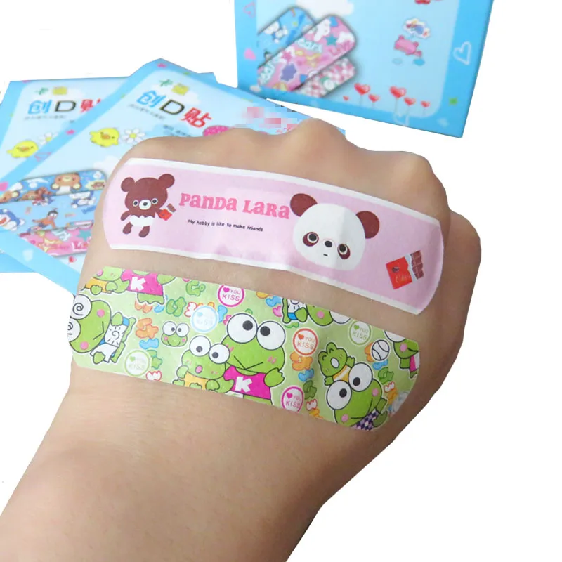 100pc cartoon bonito crianças adulto respirável à prova dband água band-aid ok saco de estiramento hemostatic adesivos domésticos primeiros socorros suprimentos