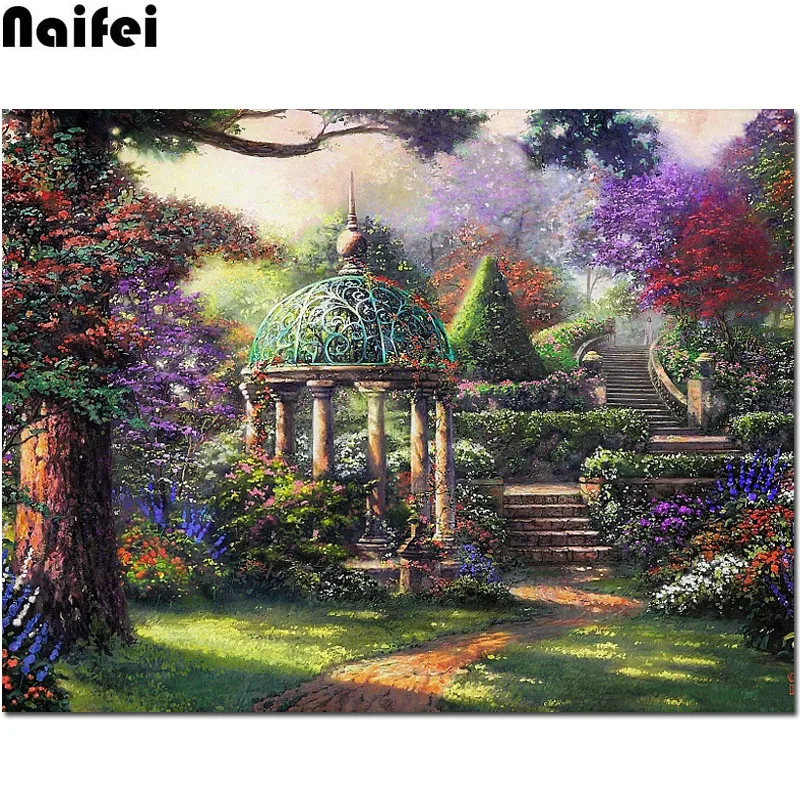 Gazebo of prayer 5d Diamond Painting garden landscape Diy Rhinestones Full Drill Mosaic Diamond Embroidery Home Decor Handicraft