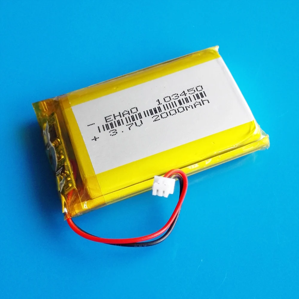 3 szt. Akumulator litowy polimerowy 3.7V 2000mAh Lipo + jst 1.25mm 2-pinowy 103450 wtykowy do MP3 nawigacja GPS DVD telefon komórkowy