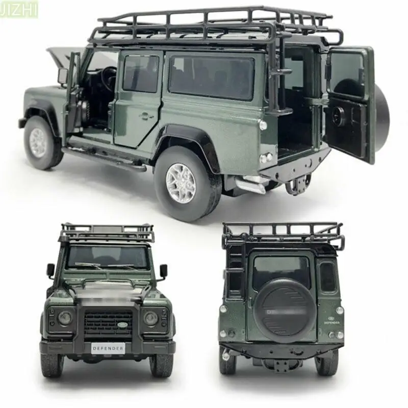 Green 1/32 Scale Pull Back Alloy+ABS+Rubber Car Toy Model Vehicle With Sound&Light Effect For Land Rover Defender