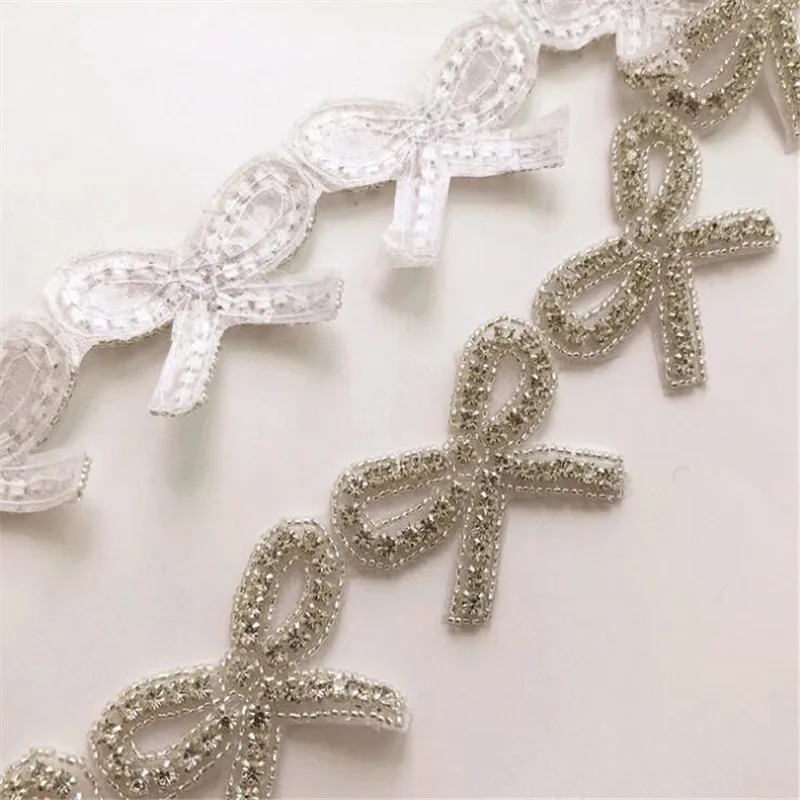 1 yard rhinestone di hotfix perline arco trim abito da sposa cinturino decorazione