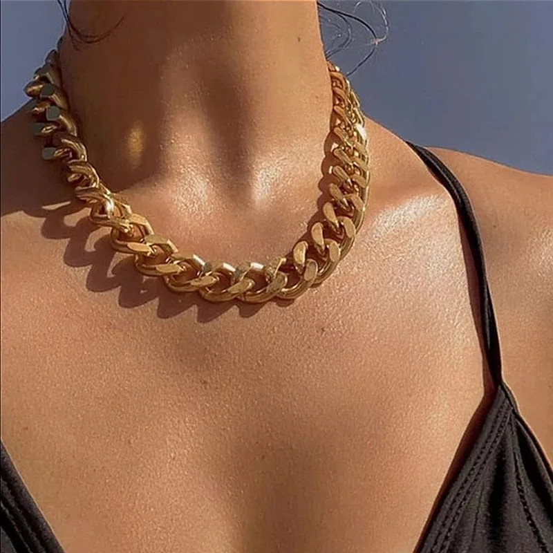 Modyle New Fashion Gold Color Punk Vintage Necklaces Thick Chain Statement Necklaces & Pendants Women Jewelry Wholesale