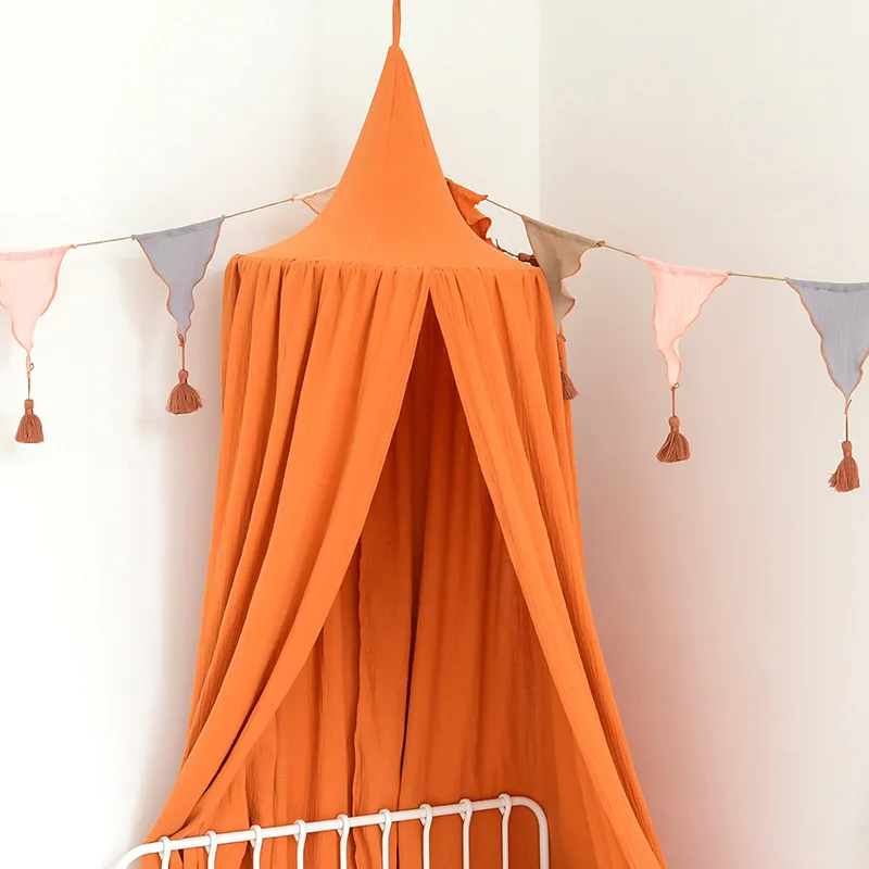 Estilo nórdico Princesa Algodão Pendurado Canopy Frills Algodão Berço Kid Room Decor Cama Cortina Nursery Mosquito Net Bedding Dome Tent