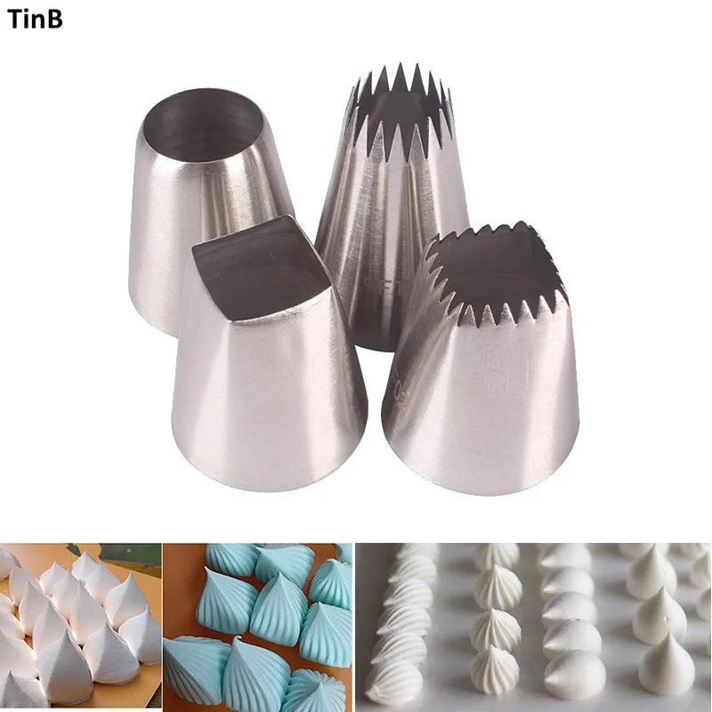 4pcs Square Cake Design Cream Tips Pastry Nozzles Pastry Icing Piping Nozzles Bico De Confeitar Fondant Cake Decorating Tools