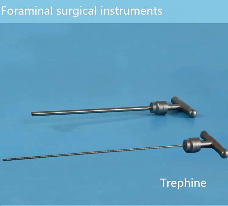 Foraminal surgical instruments Quick-fit T-shaped handle Orthopedic trephine Orthopedic drill Hollow trephine