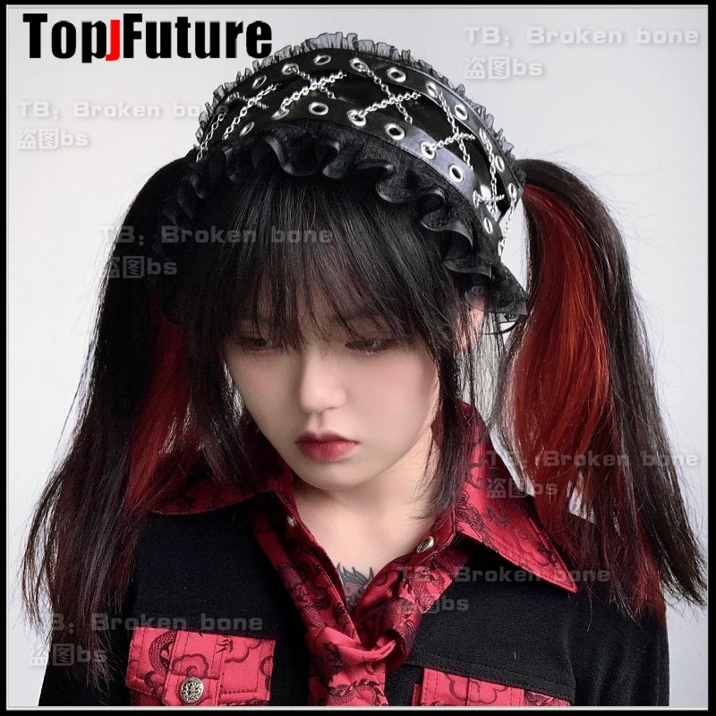 Girl Vintage Tuku y2k women gothic lolita cosplay Harajuku Punk lace up hairbands hairband hair hoop hair band