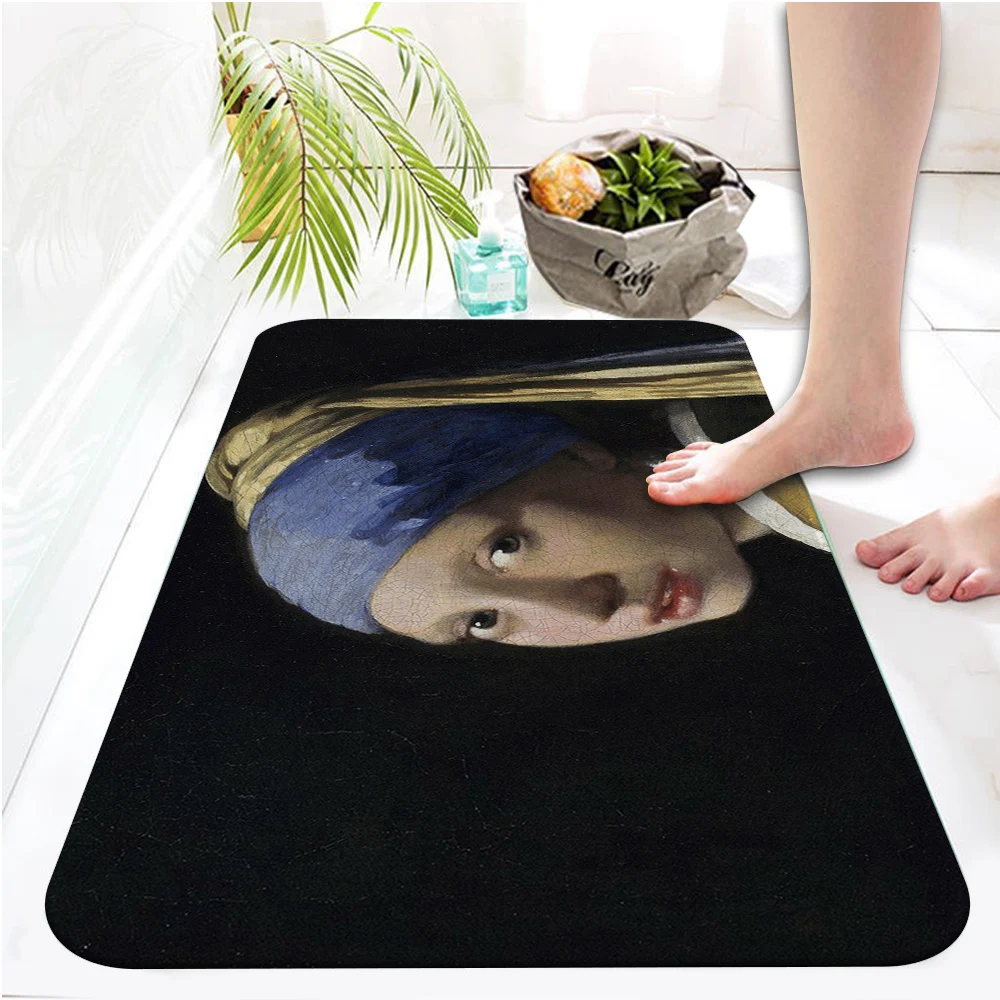 Classical Paintings Mona Lisa Kitchen Mat Entrance Doormat Bedroom Home Floor Living Room Carpet Hallway Bathroom Anti-slip Rug