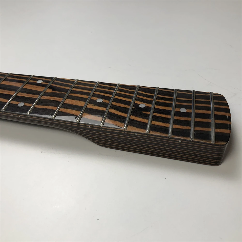 5-String Bass Guitar Neck Zebra wood 20 fret 34-Inch Dot Inlay Nut 45mm Gloss