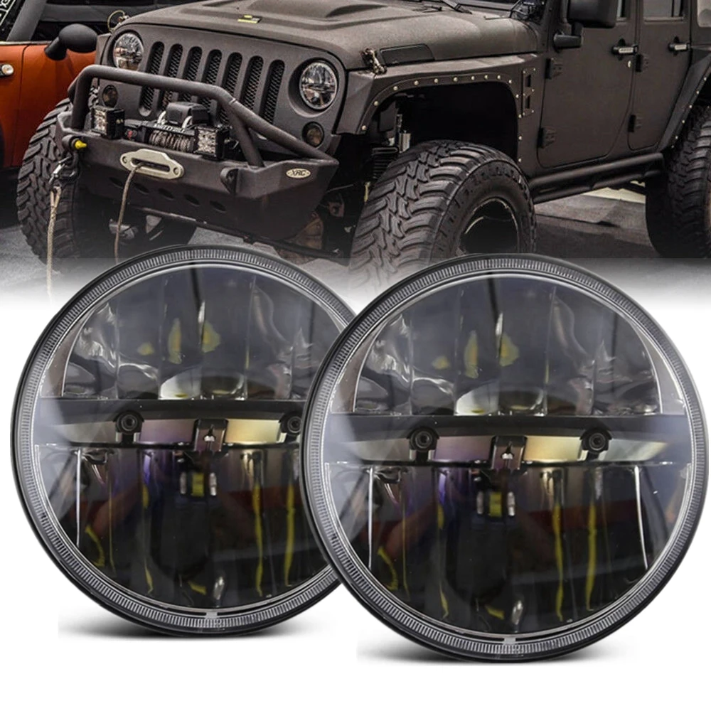 

2pc Car 7" LED Headlight For Jeep Wrangler JK CJ TJ 7Inch Headlamp For Lada 4x4 urban Niva For Land Rover 90 110 Defender Hi Low