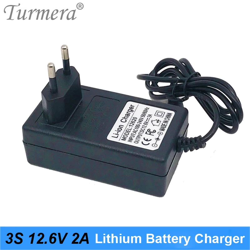 Turmera 12V 12.6V 2A 18650 Battery Charger DC 5.5MM*2.1MM for 3S Lithium Battery Pack for Screwdriver Battery with Indicator Tur