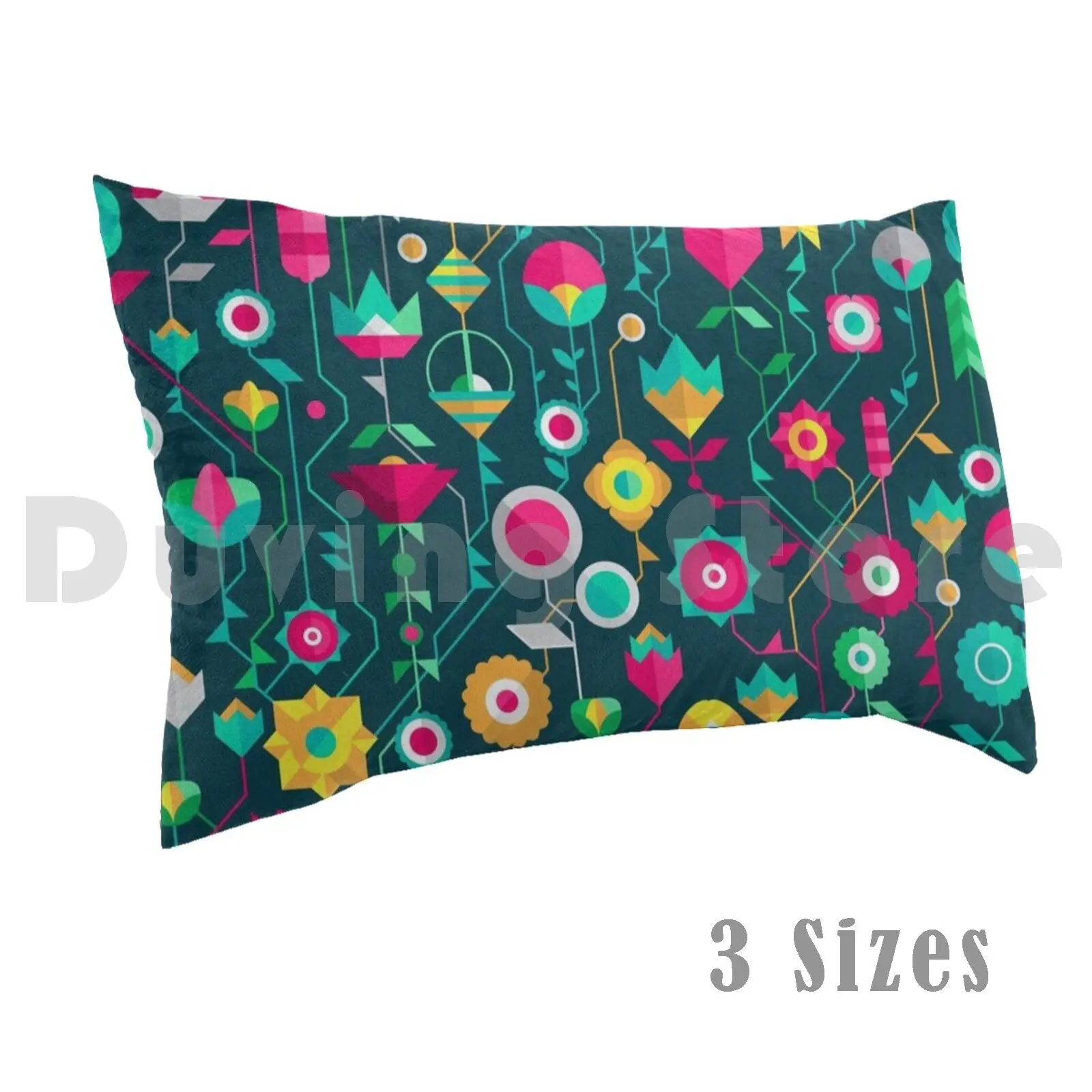 

Ll334 / / Geometric Floral I Pillow Case Printed 35x50 Geometric Geometry Floral Teal Pattern Flower Pink