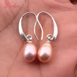 7x8-9x10mm Natural Oval Freshwater Pearl Exquisite Hoop Earring 1 Pair Women Wedding Party Anniversary XMAS New Year Gift