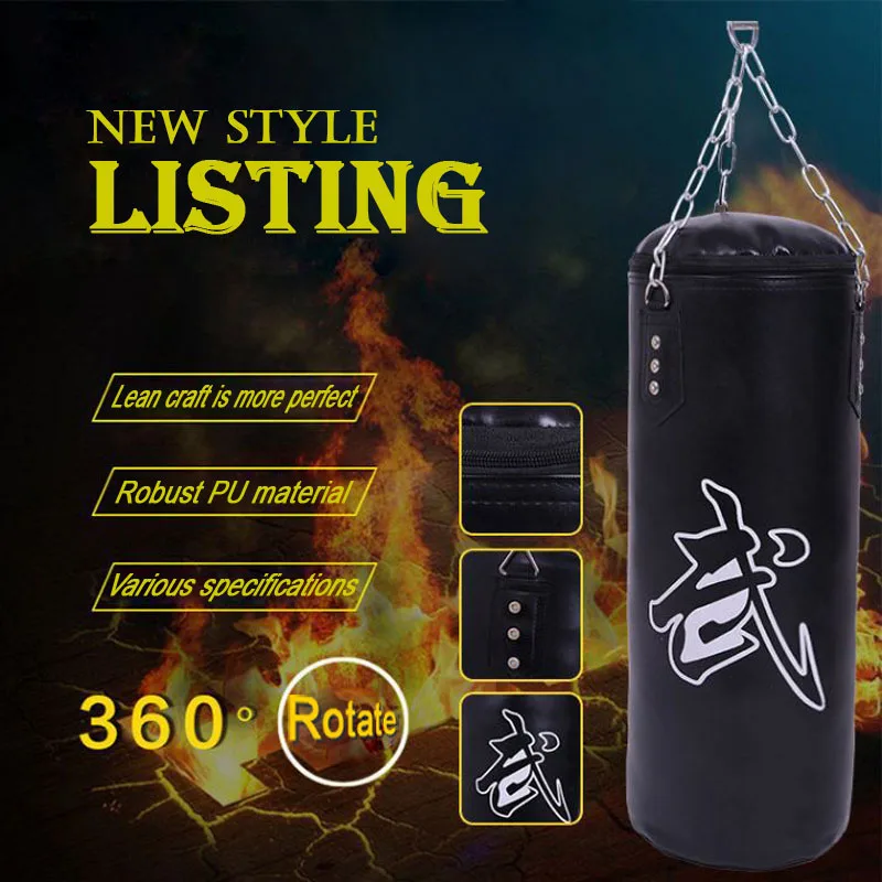 60/80/100/120cm PU Leather Empty Boxing Sandbag Fitness Thai Boxing Sanda Practice Target Kick Punching Bag for Kids Adult