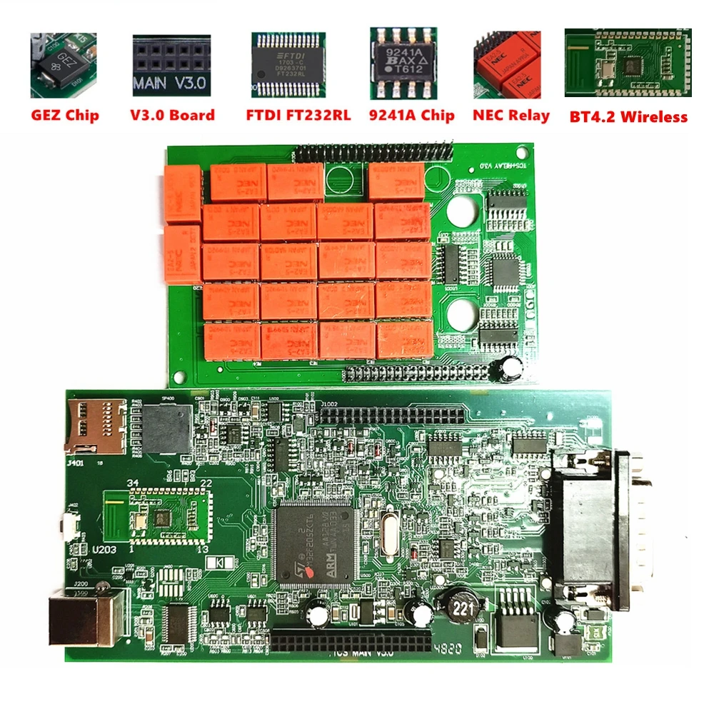 NEW VCI 2021.11 Bluetooth 4.2 Free Keygen 2017 R3 Car Diagnostic 2PCB V3.0 9241A 21 Red NEC Relays Double PCB TCS