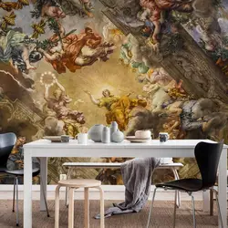 Ancient Italian Renaissance Church Wall Mural In Colorful Painting PW315509183,Traditional Non-woven Regular Wallpaer Home Decor