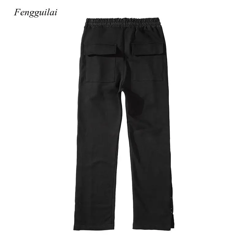 Double Side Button Jogger Sweatpants Men Elastic Wasit Streetwear Loose Casual Hip Hop Trousers Wide Leg Harajuku Cargo Pants