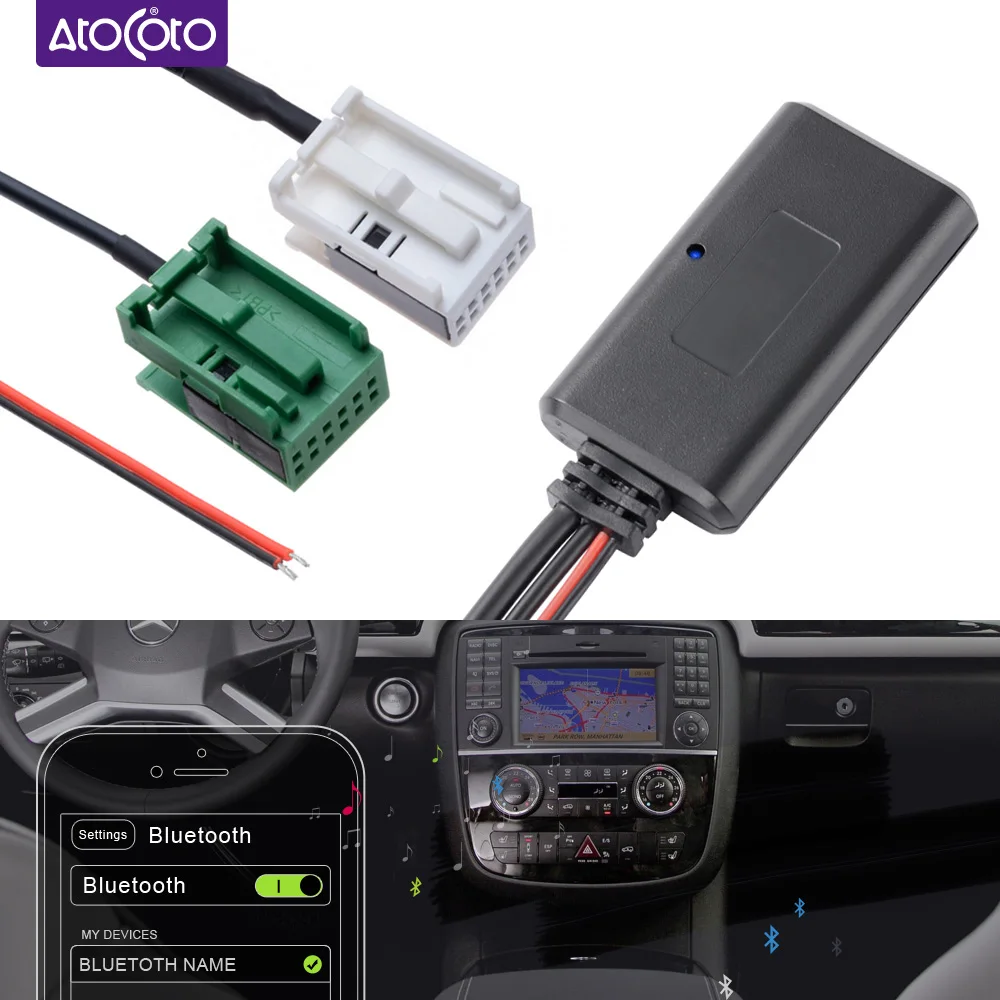 Car Aux Bluetooth Adapter AUX Cable Adapter For Mercedes Benz Audio 20 30 50 APS Comand NTG 2.5 CLC SLK W169 W245 W203 W209 W164