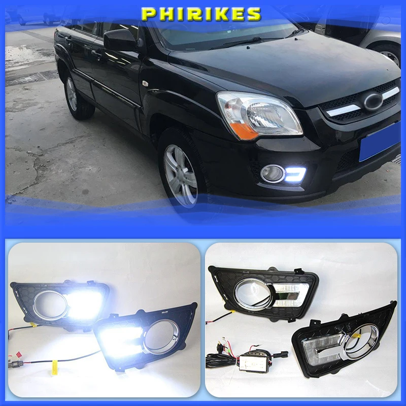 LED Daytime Running Light For Kia Sportage 2009 2010 Dimming Style Relay Waterproof ABS 12V Car LED DRL Lamp Daylight 2PCS