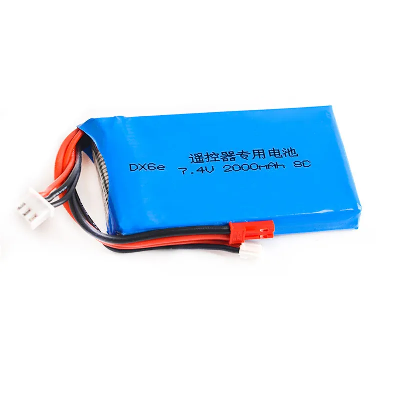 2S 7.4V 2000MAH Lipo Battery JST Plug 1S 2S Balance Connector for Dx6e DX6 DX8 RC Radio Remote Control Transmitter Części zamienne