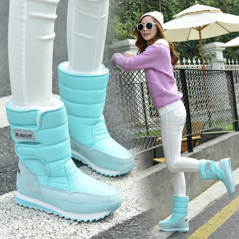 Winter warm thick ladies short boots non-slip waterproof snow cotton flat bottom plus velvet cotton shoes tube female snow boots