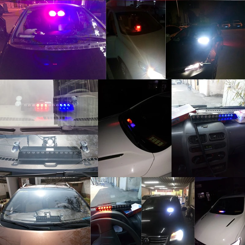 12LED Flahing light Car Warning signal light Emergency light Police signal lights red blue pilot lamp Strobe light Opening light