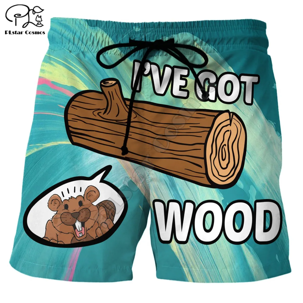 Paar Bijpassende Moediger En Hout Gedrukt 3d Shorts Vrouwen Mannen Elastische Taille Zomer Snel Droog Strand Shorts