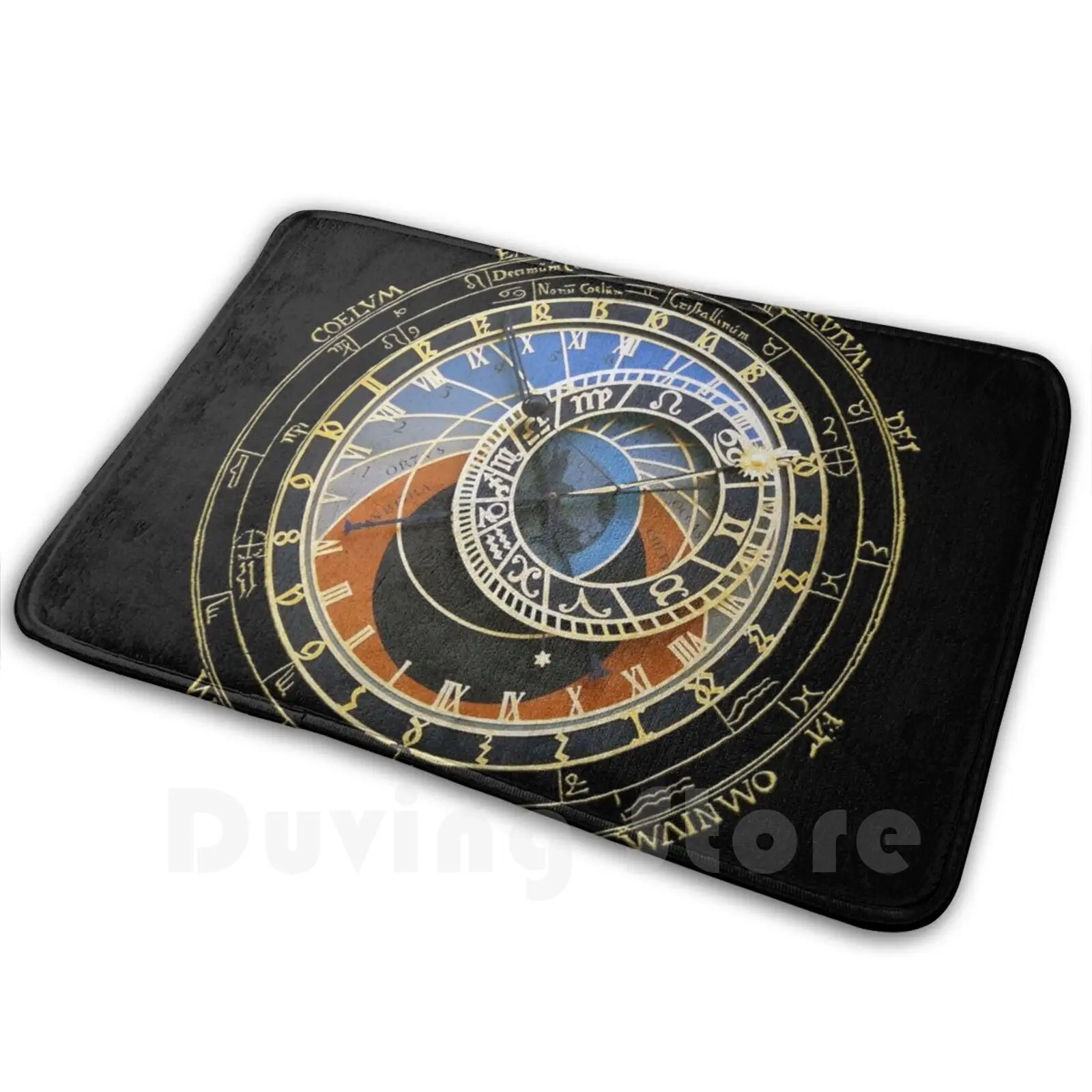 Astronomical Clock Carpet Mat Rug Cushion Soft Non-Slip Astronomical Face Astronomy Astrology Once Upon A Time Prague