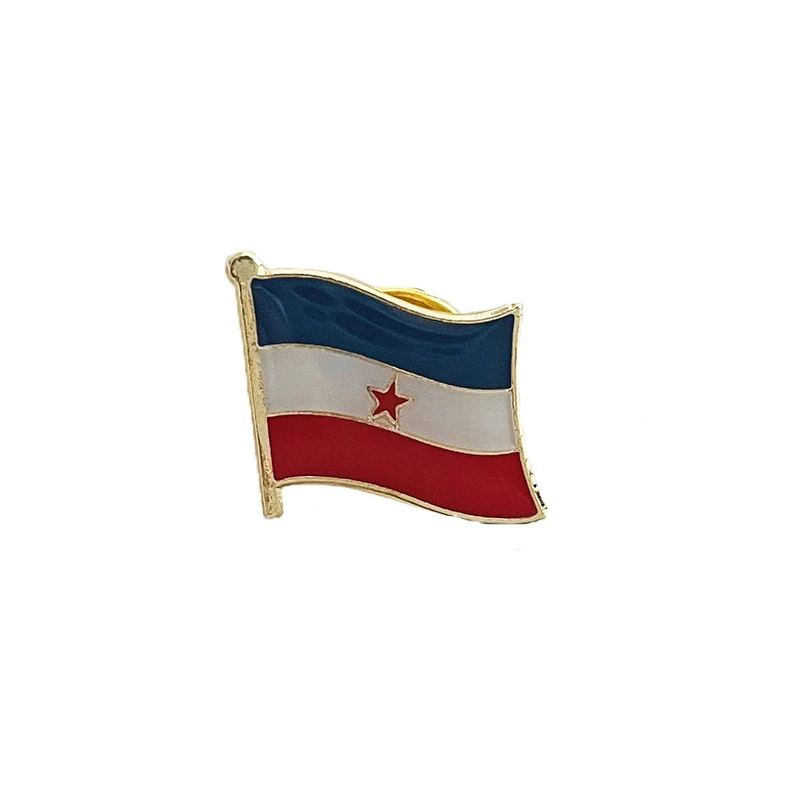 Yugoslavia National Flag Lapel Pins Crystal Epoxy Metal Enamel Badge Paint Brooch Souvenir Suit  Personality Commemorative Gifts