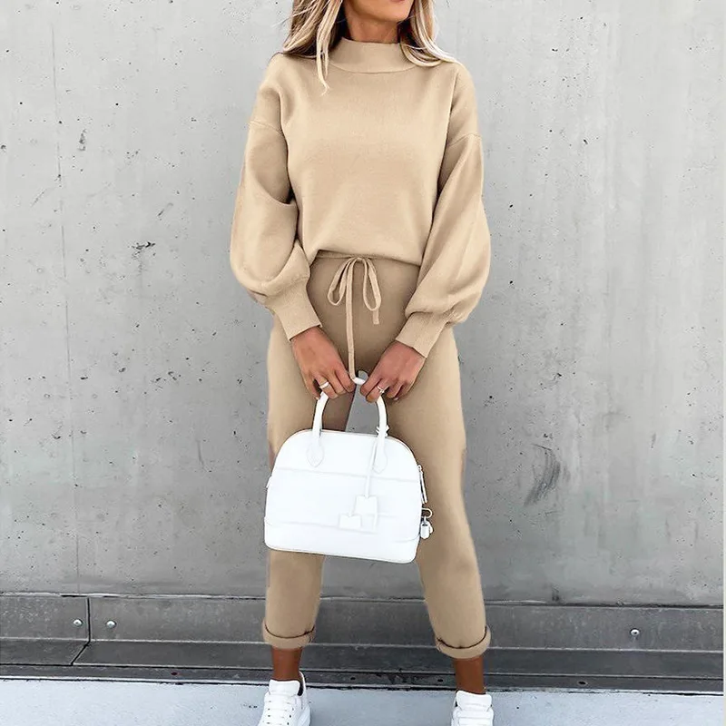 Hoodies Suit Winter Spring Solid Casual Tracksuit Women Fleece 2 Pieces Set Sports Sweatshirts Pullover Home Sweatpants Outfits