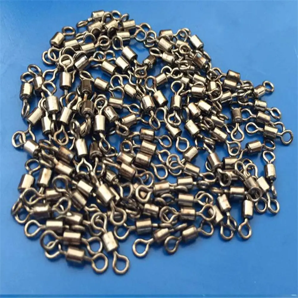 

50Pcs Fishing Swivel Heavy Duty Ball Bearing Connector Rolling Stainless Steel Solid Ring Hook Connector Fish Tacke Accessories