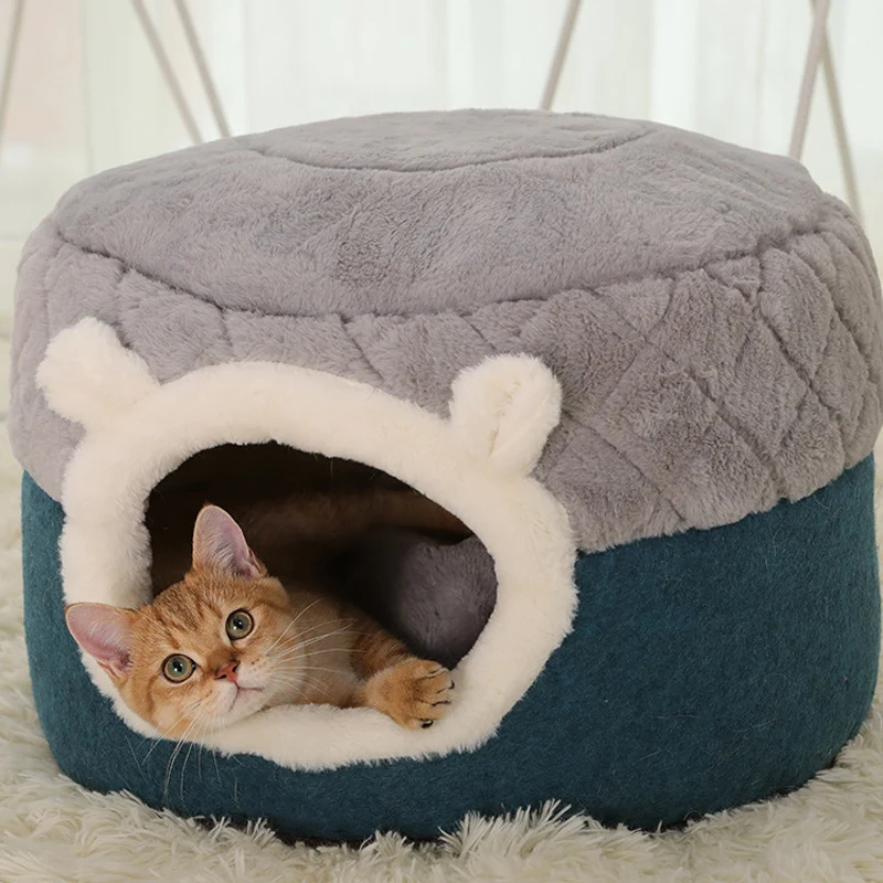 

SHUANGMAO Pet Cat House Plush Kennel Puppy Cushion Bed for Small Dogs Cats Nest Winter Warm Sleeping Pets Bed Soft Mat Supplies