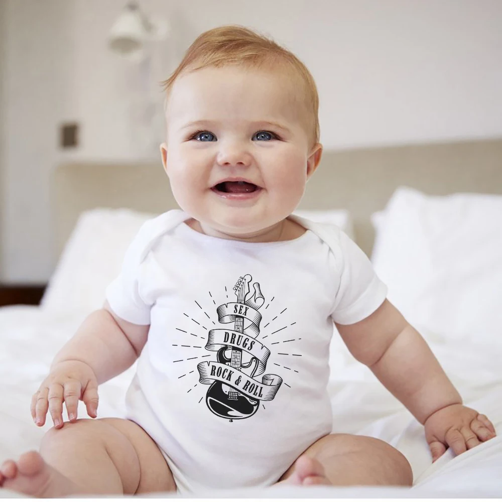 Baby Rock Fashion Toddler Bodysuits 2023 Novelty Hipster Infant Boy Onesies Short Sleeve O-neck Newborn Jumpsuits 0-24 Month