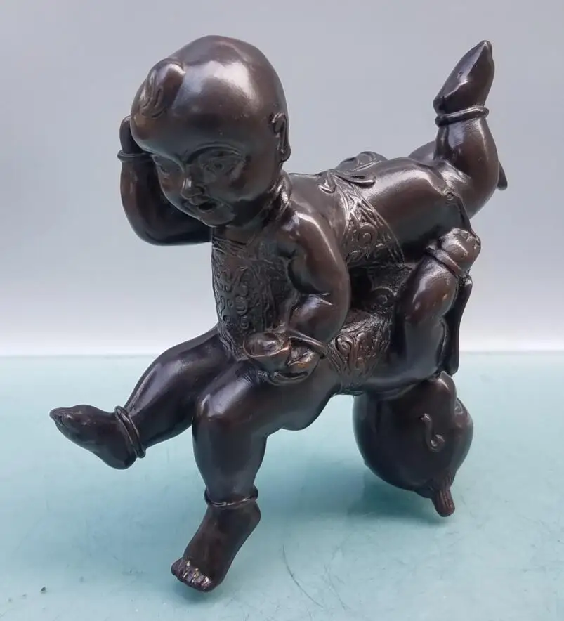 

China brass boy and girl crafts statue