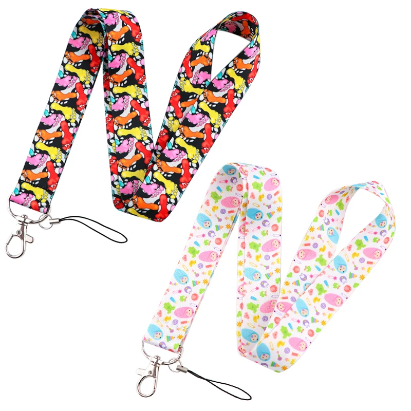 LX747 Baby Footprints Keychains Accessory Mobile Phone USB ID Badge Holder Keys Strap Tag Neck Lanyard For Girls Cute